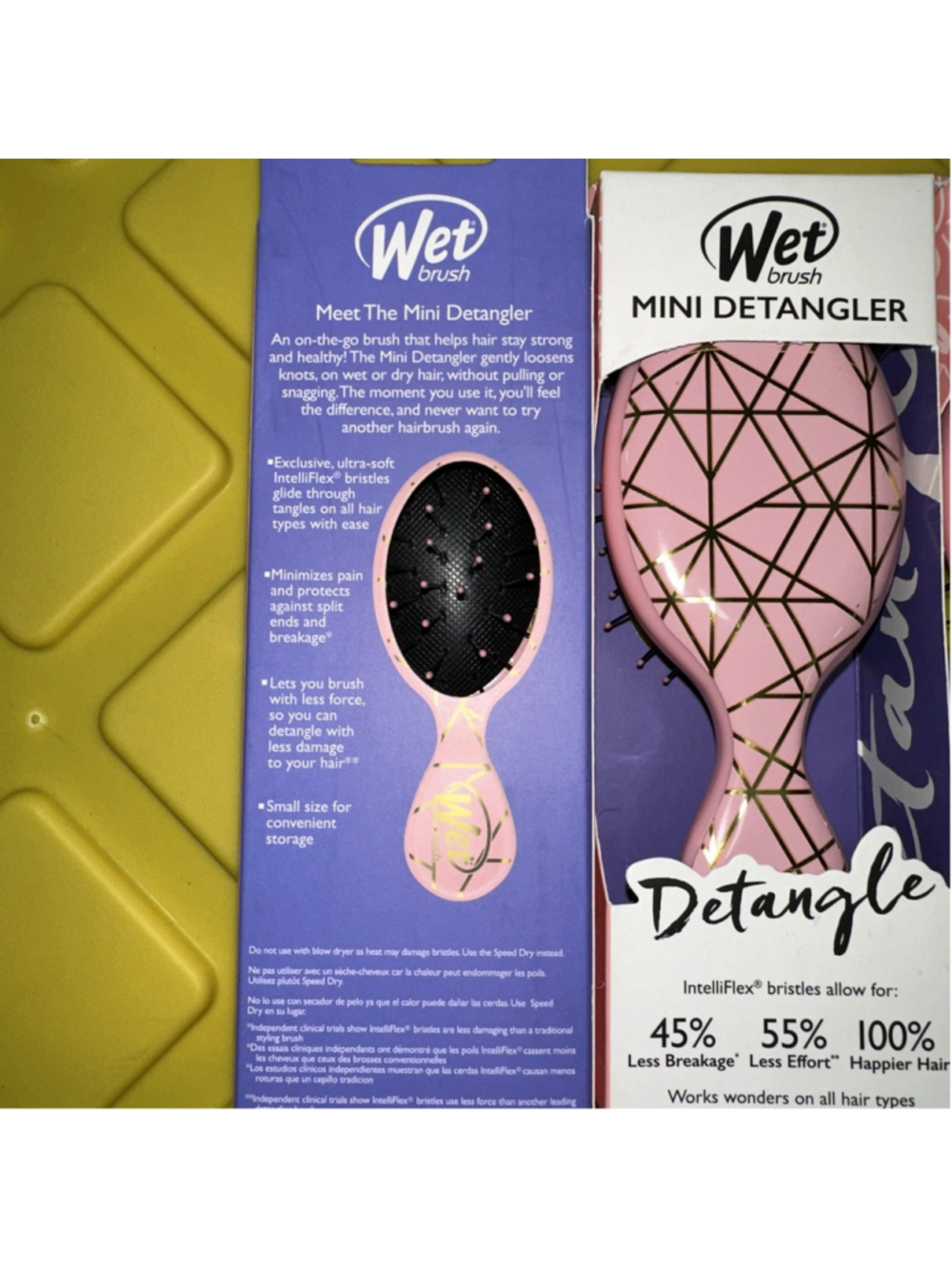 Wet Brush - Mini Detangler Geo Brush - Confetti Hair Brush 4 Pc - Pink - Picture 3 of 3